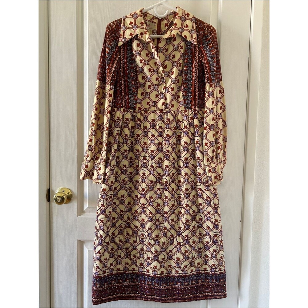 Vintage 1970s Del-Ann's Quilted Prairie Dress Cottagecore Retro Western Boho
